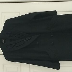 Russell Scott Vintage Black Maxi Dress Coat with Embroidery